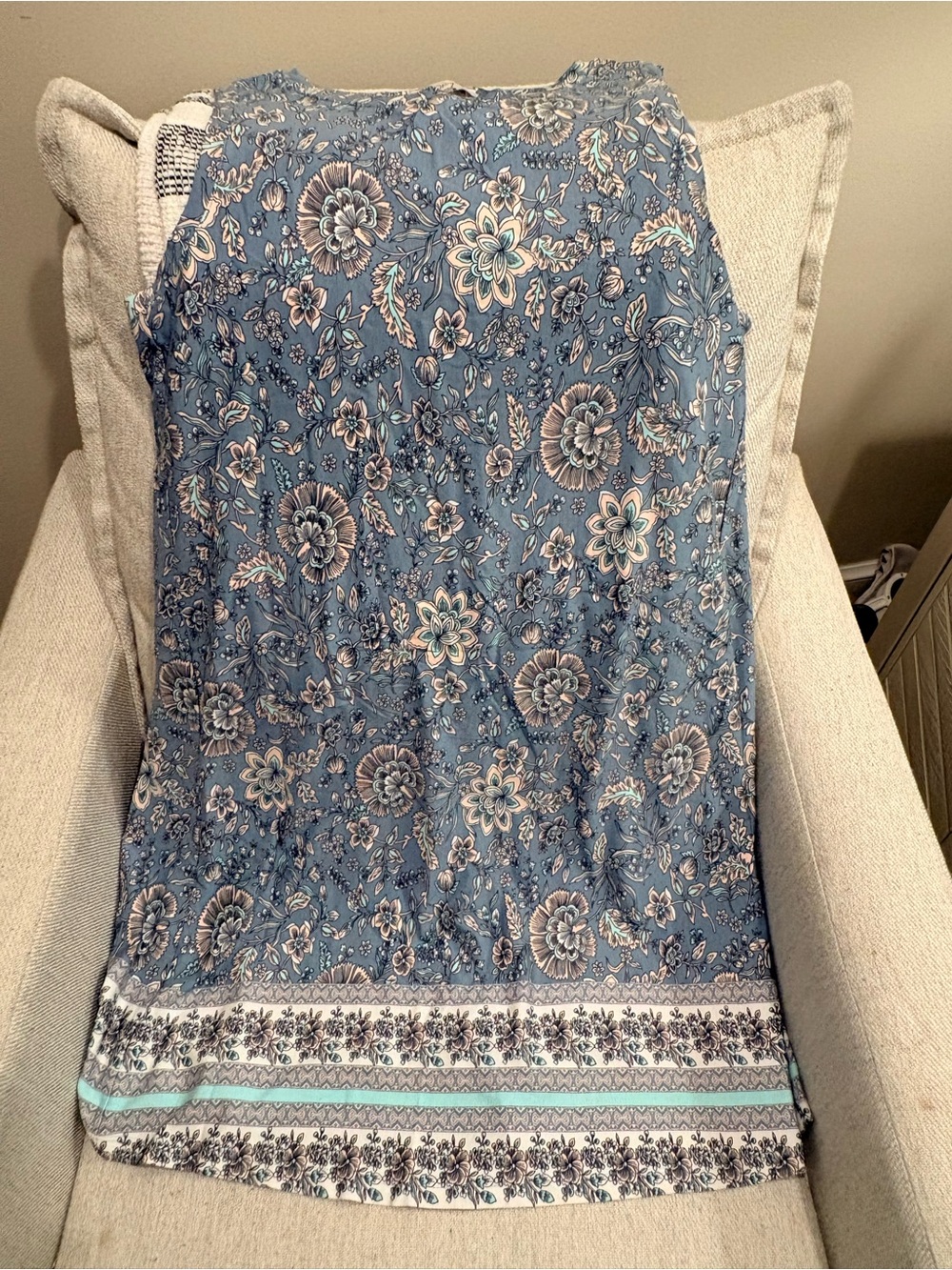 LOFT Dusty Blue Floral Sleeveless Shift Dress NWT - Picture 6 of 7